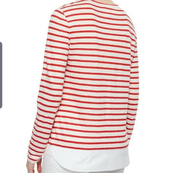 Tory Burch striped linen jerset tshirt red&white size Medium - Picture 2 of 5